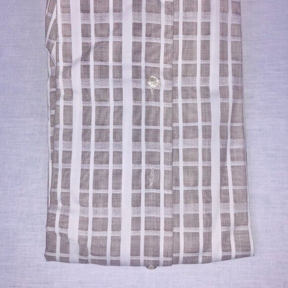 Vintage 70s Tuscany Dress Shirt Mens Size 16.5 33 White Gray Long Sleeve NEW - Picture 5 of 8